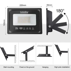 50W LED Flood Light, 3000K, IP65