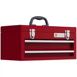 DURHAND Lockable 2 Drawer Tool Chest with Ball Bearing Slide Drawers Red