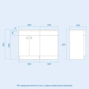 Nes Home Grey 1100mm LH BTW Soft Close Toilet & Resin Basin