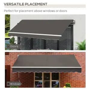 Outsunny Manual Retractable Awning Garden Shelter Canopy 3 x 2m Grey