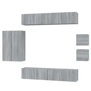 Berkfield 8 Piece TV Cabinet Set Grey Sonoma Engineered Wood