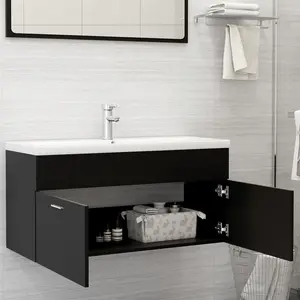 Yamna 1000mm Single Bathroom Vanity with Integrated Ceramic Basin Black