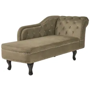 Right Hand Chaise Lounge Velvet Olive Green NIMES