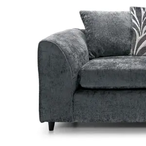 Zina Grey Chenille Fabric 2 Seater Sofa Scatter Back