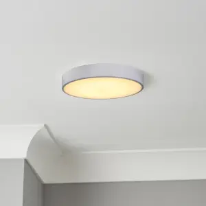 GoodHome Wapta Flush Matt Metal & plastic White Bathroom LED Ceiling light