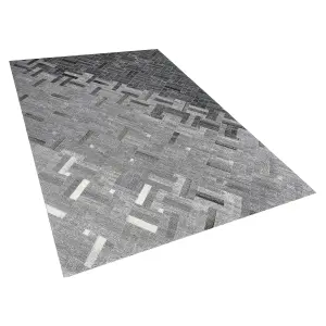 Leather Area Rug 140 x 200 cm Grey DARA