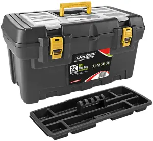 Eco Master Series 22" Tool Box With Carry Handle & Hinged Lid with Plastic Clamp