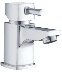 Contemporary Single Lever Mono Basin Mixer Bathroom Sink Tap with Push Button Waste - Chrome