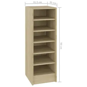 Berkfield Shoe Cabinet Sonoma Oak 31.5x35x90 cm Engineered Wood