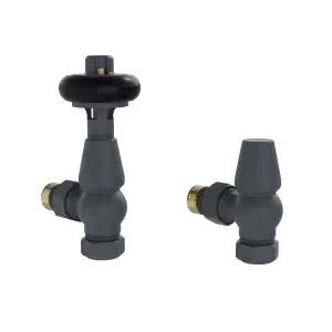 Rinse Bathrooms Chelsea Traditional Angled TRV Thermostatic Radiator Valves Anthracite