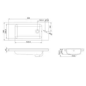 GoodHome Makonda White Rectangular Counter top Basin (W)80.4cm