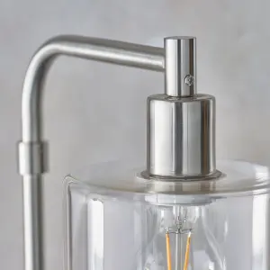 Anson Lighting Newbrook Floor light finished in Brushed nickel plate and clear glass