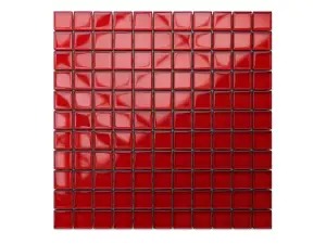 Glass mosaic on mesh for bathroom or kitchen 300mm x 300mm - Pure red