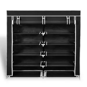 Fabric Shoe Cabinet with Cover 115 x 28 x 110 cm Black