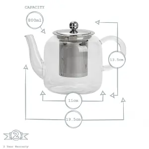 Argon Tableware - Glass Infuser Teapot - 800ml - Clear