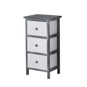 Home Source Mosbach Wooden 3 Drawer Black and White Storage Chest