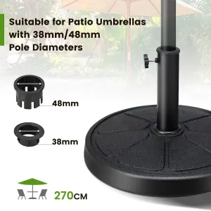 Costway 14kg Patio Round Umbrella Weighted Base Heavy-Duty Table Market Stand Outdoor