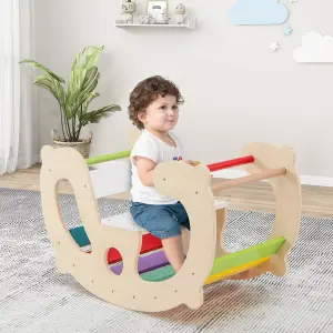 COSTWAY 2-in-1 Rocking Horse Arch for Kids Montessori Climbing Toys with Rocker