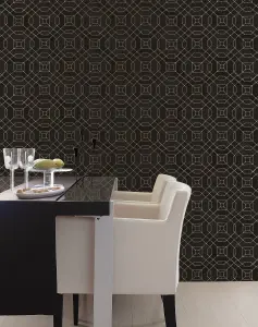 Galerie Metallic Fx Black Gold Metallic Geometric Textured Wallpaper