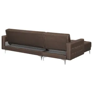 Corner Sofa ABERDEEN Dark Brown Fabric Right Hand