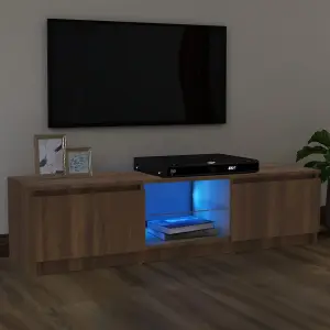 Berkfield TV Cabinet with LED Lights Brown Oak 120x30x35.5 cm