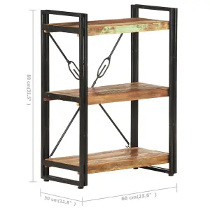 Berkfield 3-Tier Bookcase 60x30x80 cm Solid Reclaimed Wood