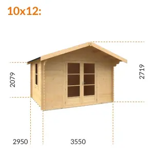 10ft x 12ft (2950mm x 3550mm) Horsforth "The Topeka" 28mm Log Cabin With 1 Opening Window