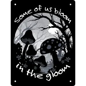 Grindstore Some Of Us Bloom In The Gloom Tin Mini Plaque Black (20cm x 15cm)