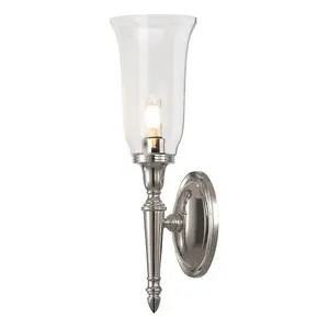 IP44 Wall Light Tall Clear Glass Shade LED Included Polished Nickel LED G9 3.5W