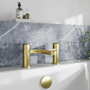 Round Deck Mounted Bath Filler Tap - Brushed Brass - Balterley