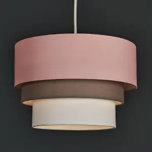 ValueLights Aztec 3 Tier Modern Pink Grey White Fabric Ceiling Pendant Light Shade