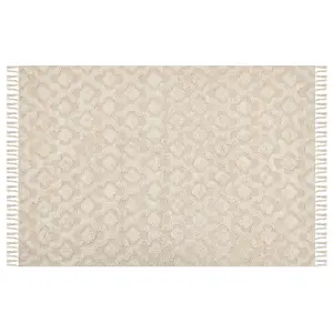 Cotton Area Rug 140 x 200 cm Beige AKSARAY