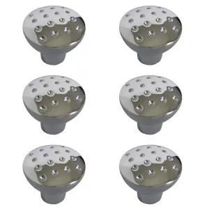 Zinc alloy Chrome effect Round Dimple Furniture Knob (Dia)27mm, Pack of 6