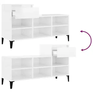 Berkfield Shoe Cabinet High Gloss White 102x36x60 cm Engineered Wood