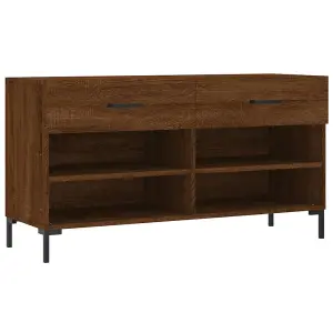 Berkfield Shoe Bench Brown Oak 102x35x55 cm Engineered Wood