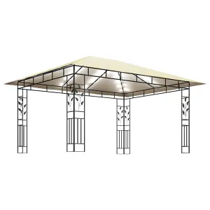 Berkfield Gazebo with Mosquito Net&LED String Lights 4x3x2.73 m Cream