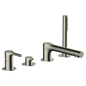 RAK Sorrento 4 Hole Brushed Nickel Modern Bath Shower Mixer Tap Solid Brass