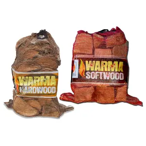 1 x 25L Net of Softwood Logs & 1 x 25L Net of Hardwood Logs Firewood