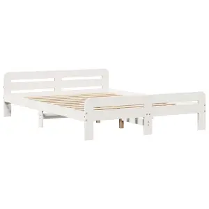 Berkfield Bed Frame without Mattress White 150x200 cm King Size Solid Wood Pine