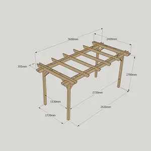 Double Garden Pergola - Wood - L240 x W360 x H270 cm - Rustic Brown