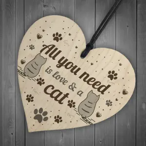 Red Ocean All You Need Is Love And A Cat Gift Cat Sign Hanging Heart Decoration Cat Lover Gift