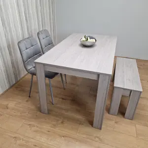 Dining Table and 2 Chairs With Bench Grey 2 Grey Velvet Chairs Wooden Bench Wood Dining Set Furniture