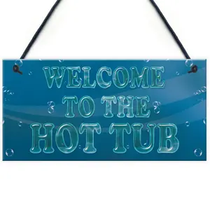 Red Ocean Nautical Theme Hot Tub Sign Welcome Sign Garden Shed Summer House Plaque