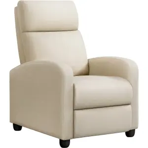 Yaheetech Beige Modern Fabric Recliner Sofa with Pocket