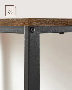 VASAGLE Workstation Table, Computer Desk, Writing Table with Shelves, Desk, Steel Frame, Industrial, Rustic Brown and Black