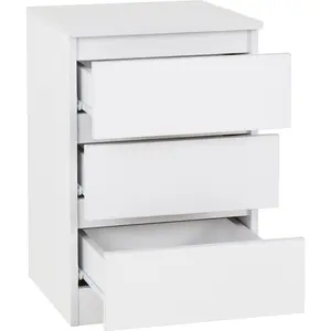 Braunstein 3 Drawer Bedside Table White