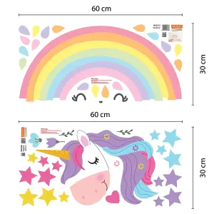 Walplus Magical Unicorn Rainbow Kids Sticker PVC Multicoloured