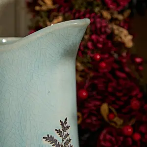 Sky Blue Fern Hallway Room Christmas Table Decor Pitcher Jug Flower Vase