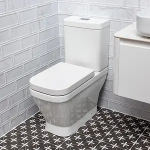 Aquarius Square Design Close Coupled Toilet with Soft Close Wrap Over Seat