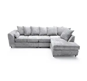 Harriet Crushed Chenille Large Right Facing Corner Sofa in Light Grey